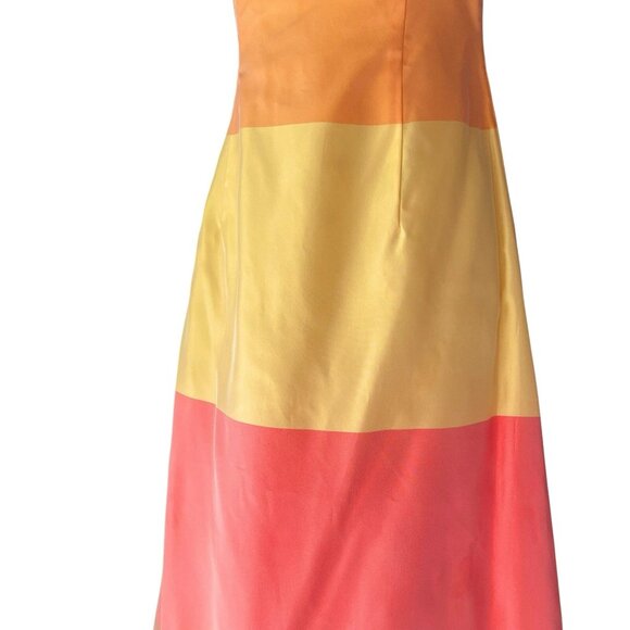 Jessica McClintock Millennium 2000 Colorblock Gown Dress Orange Yellow Size 6 - Picture 4 of 8